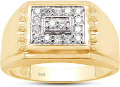 SAVEARTH DIAMONDS 1/3 ct. t.w Round Cut Lab Created Moissanite Diamond Cluster Nugget Men's Wedding Band Ring for Men In 14K Gold Over Sterling Silver (VVS1 Clarity, 0.33 Cttw)