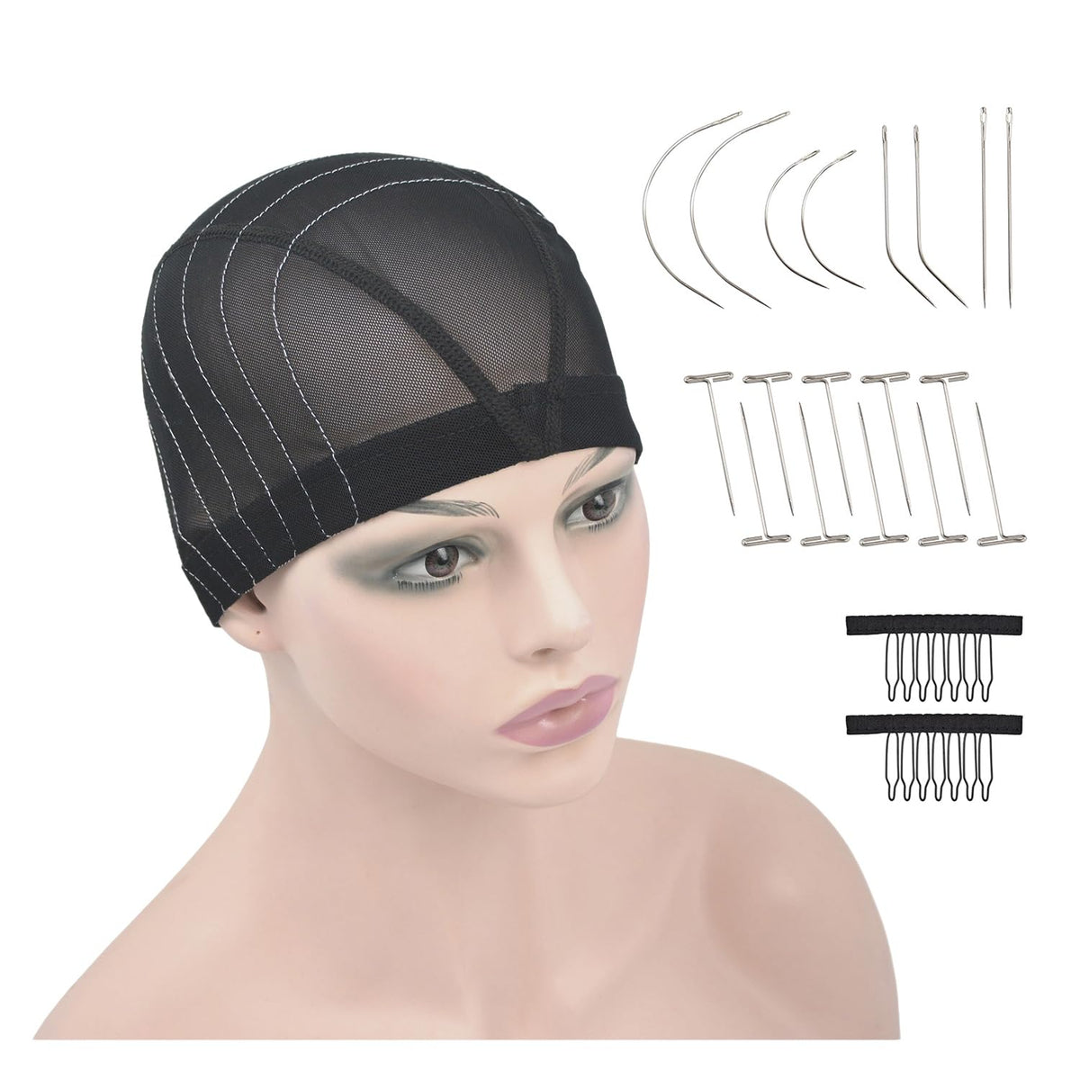 Mesh Dome Caps Wig Cap with Guideline Map for Wig Making Stretchable Wig Caps for Beginners Making Wigs (4x4 M)