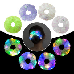 Light Up Scrunchies Party Favor, Gifts for Girls Halloween LED Scrunchy Hair Ties for Women & Girls Hair 80s, Glow in the Dark Party Supplies Festival Rave Accessories for Neon Glow Party