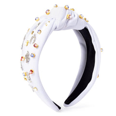 PANTIDE Western Jeweled Knotted Headband - Cowgirl Boots Hat Rhinestone Crystal Embellished Headband Wide Top Knot Fashion Hairband Hair Accessories Birthday Gift for Cowboy Women Girls (Hot Pink)
