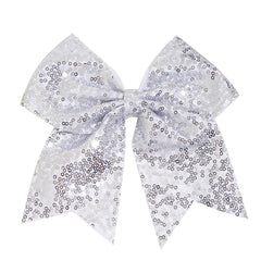 1 Pcs 8" Large Sequin Cheer Bows Clips, Cheerleading Glitter Hair Bow with Alligator Clips Hair Accessories for Cheerleaders Football Competition Sports (Blue)