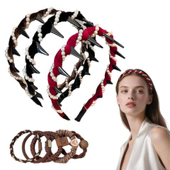 5Pcs Retro High Skull Headband,Reversible Headband with Teeth,Vintage High Cranium Headbands,Hairs Bands with Teeth Hoop for Women and Girls,Girls Hair Accessories