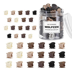 48pcs Mini Hair Claw Clips for Women Girls, Small Tiny Hair Clips Claws Little Plastic Jaw Clamps Clips with Transparent Box (Black/Brown/Clear)