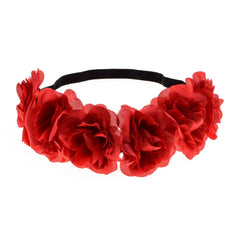 Rose Flower Headband Floral Crown Mexican Hair Wreath (Red White Blue)