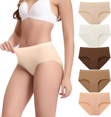 BAMBOO COOL Women's Underwear Mid Waisted Brief Ladies Seamless Panties Moisture Wicking Stretchy Full Coverage 5 Pack