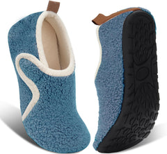 Ibeauti Womens Mens House Slippers Rubber Sole Indoor Slipper Socks Lightweight Fleece Lined Slip-on Barefoot Slippers