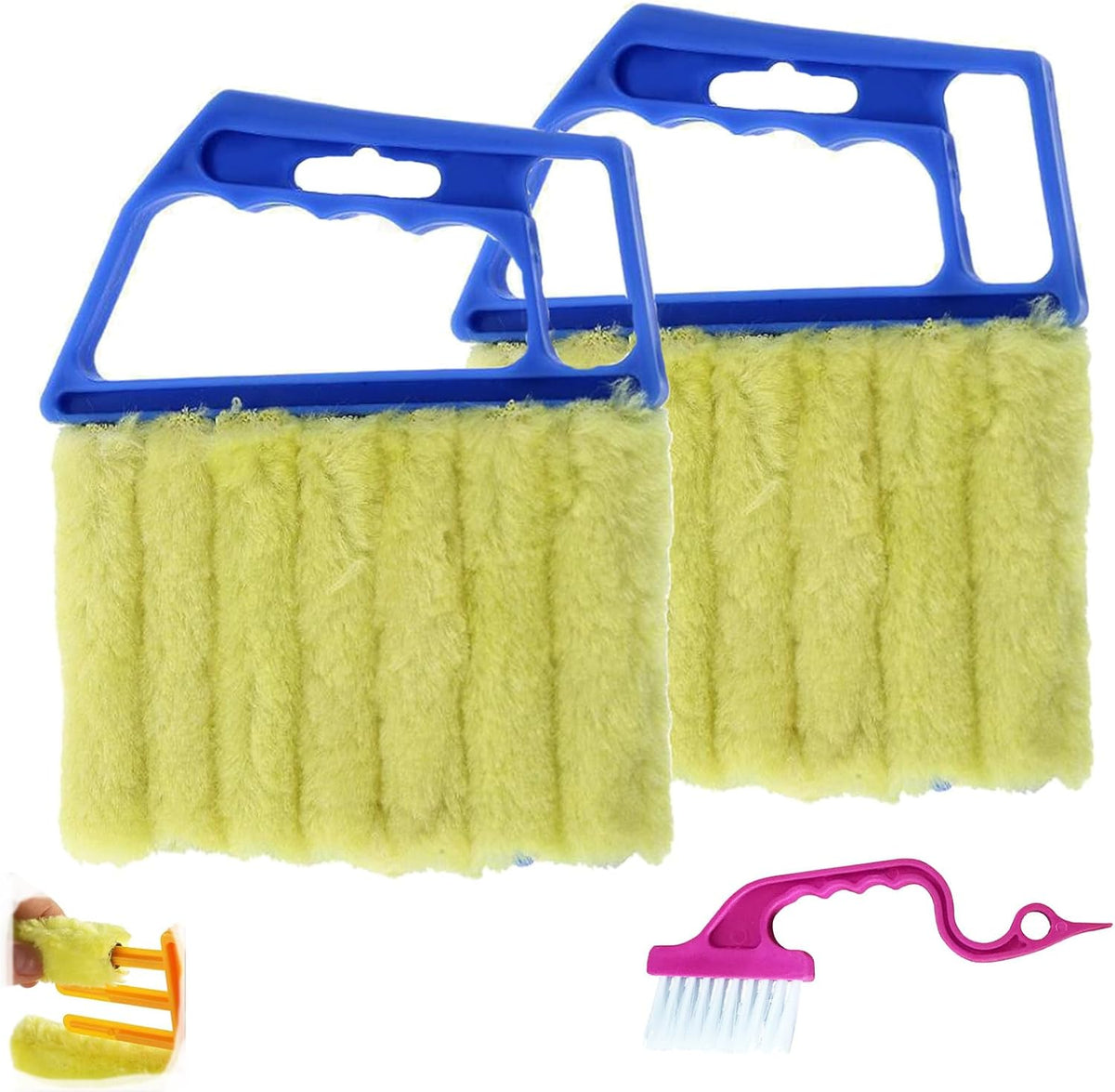 All-Purpose Washable Cleaning Brush–Blinds, Mini Washable & Removable Blind Cleaner Tool, Blind Cleaner Duster Tool Handheld Household Cleaning Tools for AC, Car, Fan (Orange-2)