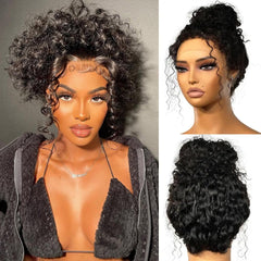 Deep Wave 360 Lace Front Wigs Human Hair 28 Inch Invisi Strap HD Full Lace Front Wigs Human Hair Pre Plucked with Drawstring 180 Density Curly Wig 360 Glueless Lace Frontal Wigs for Women