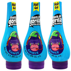 Moco de Gorila Punk, Hair Styling Gel, Reactivate with water, Long-lasting Hold, 3-Pack of 11.99 Oz Each, 3 Squeezable Bottles.