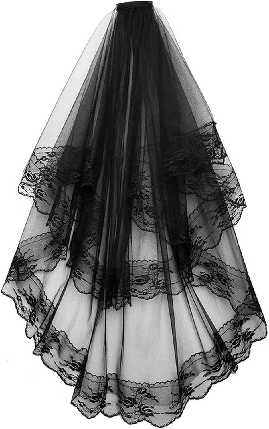 Two Layers Lace Bridal Veil Black White Wedding Veils With Comb Short Bridal Veils Costume Hair Accessories
