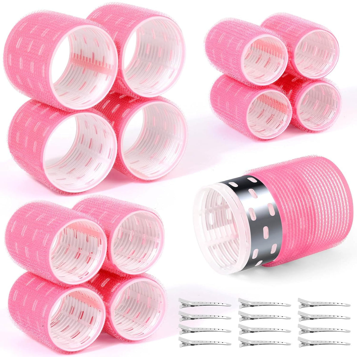 Thermal Rollers for Hair, 24PCS Jumbo Rollers Hair Curlers with Clips, Large Roller with 63mm 48mm 36mm Self Grip Thermal Hair Roller for Long Medium Short Hairs Volume