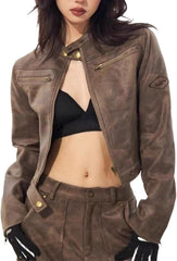 Womens Leather Jackets Zip Up Faux Suede Motorcycle Bomber Outfits Fall Trendy Winter Clothes
