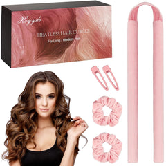 Upgraded Heatless Hair Curler, with Gift Box, Velvet Heatless Curls Headband - No Smell, Hair Curlers to Sleep in, Heatless Hair Curlers for Long Hair and Medium Hair (Pink)