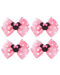 4Pcs Mouse Ears Bow Clips for Girls Women 4Inch Birthday Party Decorations Gift Costume Hair Accessories Polka Dot Red