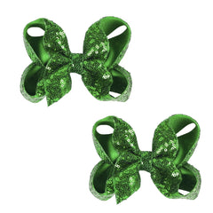 6 Inch Red Sparkly Glitter Sequin Hair Bows for Girls Toddlers Kids Children Teenage (2PCS)