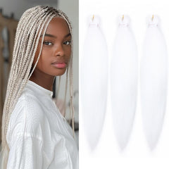 Braiding Hair Pre Stretched 24 Inch 3 Packs, Grey Pre stretched Braiding Hair for Professional Braiding Hair Extensions, Hot Water Setting Yaki Texture Synthetic Hair