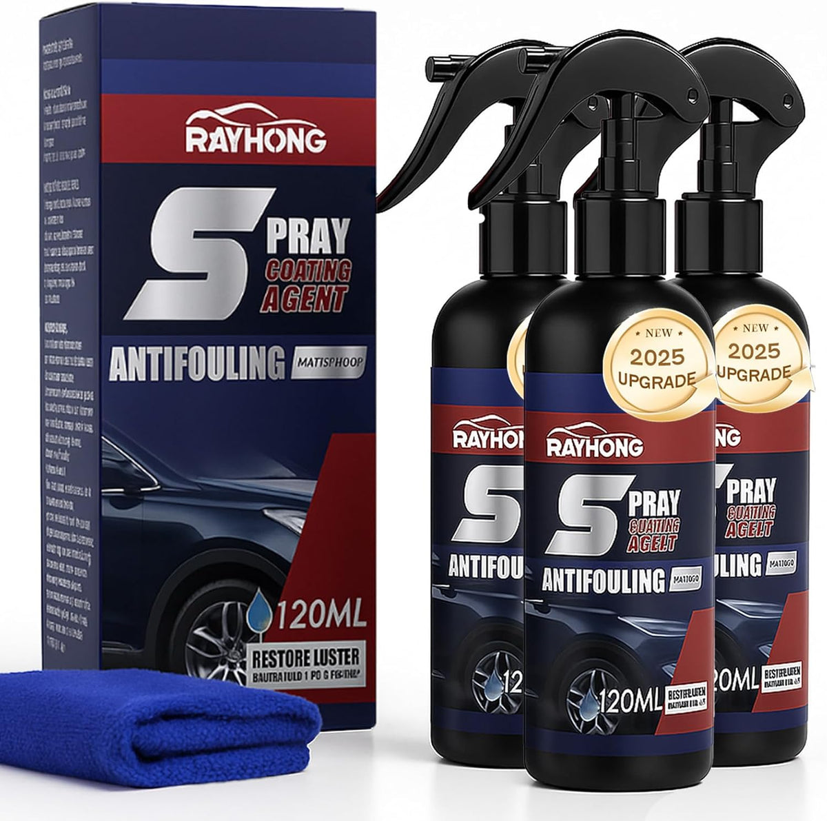 Rayhong Spray Coating Agent, Rayhong Car Coating Spray, 2025 New RayhongMulti-Functional 3 in 1 High Protection Car CoatingSpray (1 PC)