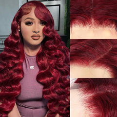 26Inch 99J Burgundy Lace Front Wigs Human Hair Loose Body Wave Wigs 13x6 Burgundy Wig Human Hair Pre Plucked 220% Density Dark Burgundy DeepWave Wig for Women Loose Wave HumanHair 99J Red Wigs