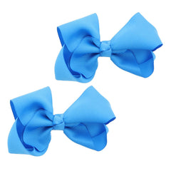 3 Inch Grosgrain Bow for Little Girls- Set of 2 (White)