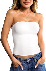 Ibeauti Womens Tube Top Strapless Crop Tops Double Lined Sexy Y2K Going Out Off Shoulder Summer Top