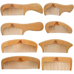 Xuanli® 8 Pcs The Family Of Hair Comb set - Wood with Anti-Static & No Snag Handmade Brush for Beard, Head Hair, Mustache With Gift Box (S021)
