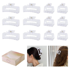 12 Pcs Rectangle Hair Clips, Hair Accessories for Women and Girls, Including 6 Pcs 4 Inch Large Claw Clips for ThickHair and 6 Pcs 2 inch Small Claw Clips for ThinHair (Neutral)