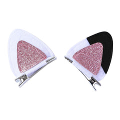 White Cat Ears Hair Clips for Women Girls Cute Glitter Hair Accessories Birthday Party Gift