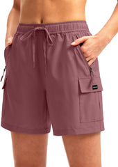 SANTINY Women's 5''/ 7''/9'' Hiking Cargo Shorts Quick Dry Lightweight Summer Shorts for Women Athletic Golf Zipper Pockets