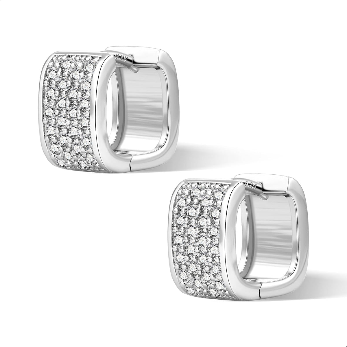 925 Sterling Silver Earrings for Women Small Chunky Silver Earrings Cubic Zirconia Small Hoop Earrings Silver Hypoallergenic Earrings Small Thick Huggie Hoops Earrings for Jewelry Gifts