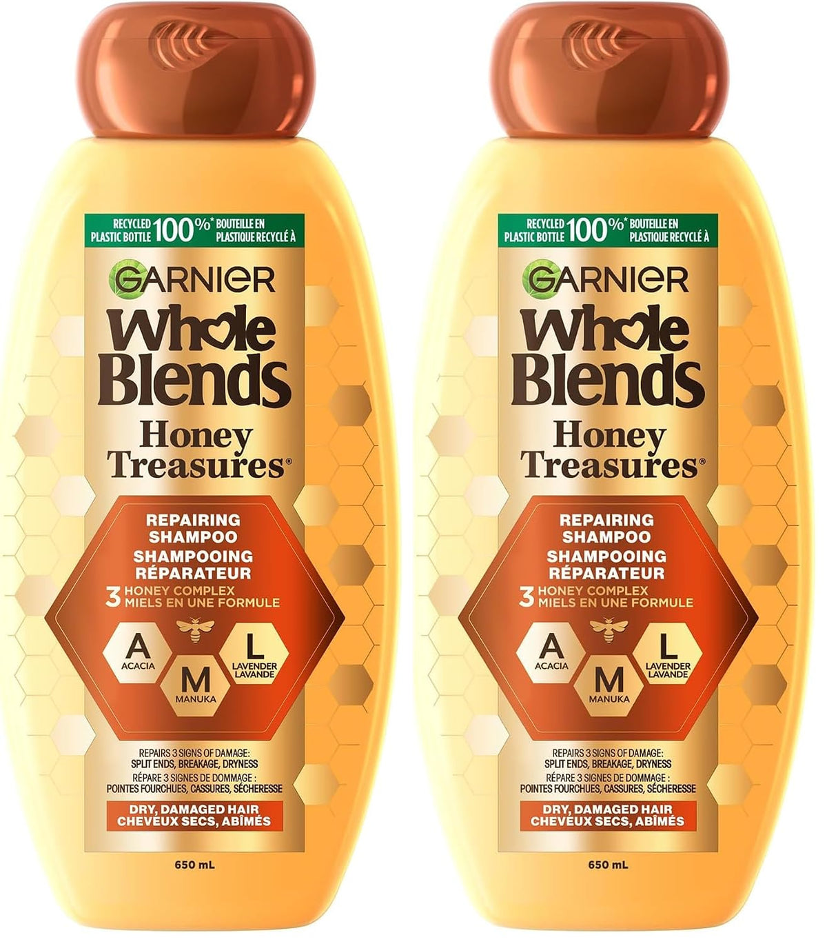 Garnier Whole Blends Repairing Shampoo Honey Treasures, For Damaged Hair, 22 Fl Oz (Pack of 1)