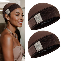 Wig Grip Cap with Silicone Strip Non Slip, 2-in-1 Soft Wig Caps to Hold Wig in Place, Nude 2 PCS