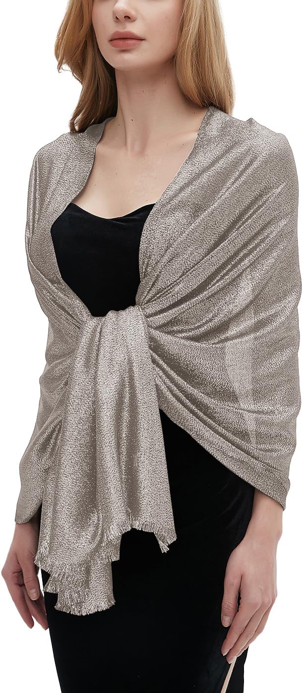 Umjetnost Womens Sparkling Metallic Shawls and Wraps for Evening Dresses Wedding Party