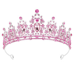 CIEHER Pink Crown Crystal Tiaras for Women Princess Crown Pink Tiara for Birthday Wedding Halloween
