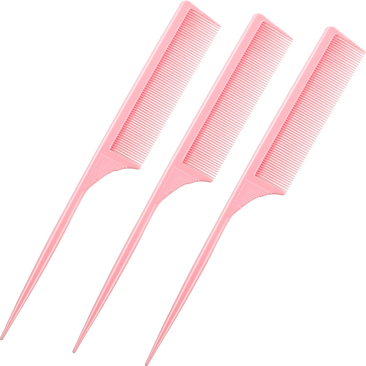 Leinuosen 3 Pack Rat Tail Combs Fine Tooth Parting Tip for Women Carbon Fiber Heat Resistant Anti Static Teasing for Back Combing Root Teasing Adding Volume Evening Styling(Black)