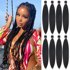 Black Pre stretched Braiding Hair 2 Packs Pre feathered Braid Hair Extensions 30 Inches Hair Braids