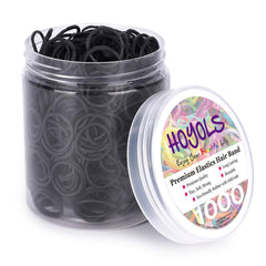 HOYOLS 3/4” Inches Black Hair Rubber Bands for Hair Ties Small Mini Elastics Bands Large Braiding Ponytail Holders for Baby Toddler Girls Kids No Damage 600pcs (M) Latex-Free