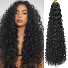 8 Packs Curly Crochet Hair GoGo Curl Crochet hair for Women Natural Black Deep Wave Braiding hair,Synthetic Bohemian Crochet Braid Water Wave Crochet hair Extensions(18inch, 1B)