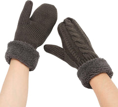 Women Winter Warm Mittens Thicken Fleece Lining Knitted Gloves Perfect for Outdoor Activity and Cold Weather