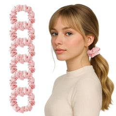 8Pcs Silk Scrunchies Hair Ties for Women & Girls, Mulberry Silk Scrunchies No-Damage Thin Satin Ponytail Holders for Hair Care