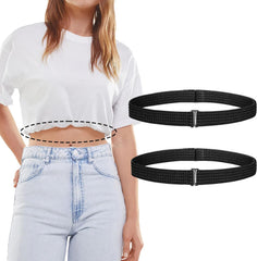 2 Pack Crop Shirt Tuck Band for Women,Adjustable Elastic Tucky Waist Belt for Tucking Sweater Top