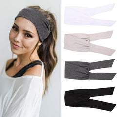 4-Piece Adjustable Knotted Headbands for Women - Elastic, Fashionable Sports & Workout Headbands