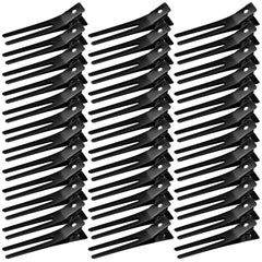 50pcs Hairdressing Double Prong Curl Clips, Wobe 1.8" Setting Section Hair Clips Metal Alligator Hairpins for Bow Great Pin Clip, Styling Salon, Barber (Silver)