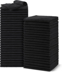 Salon Towels 24 Pack, Microfiber Barber Towels Bulk, (16x29 inches) Hair-Drying Cloth Super Soft Black Hand Cloth for Gym, Bath, Spa Use and Home Beauty Care(Not Bleach Proof)