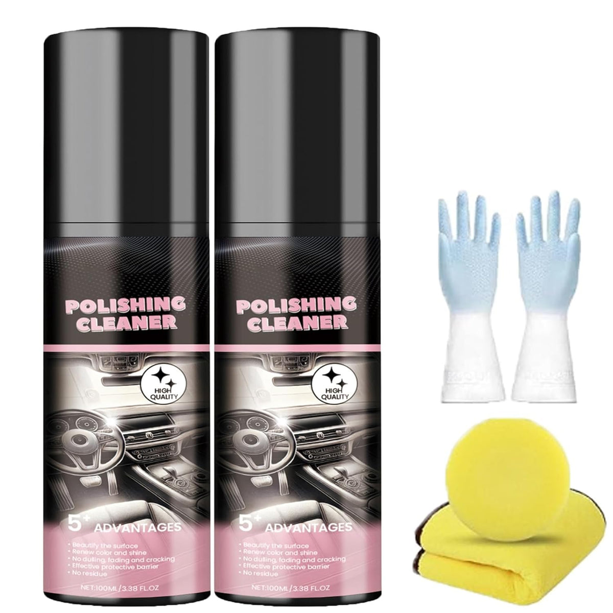 Favourcy Car Interior Protectant Spray, 2026 New Car Interior Polishing Cleaner - Interior All Purpose Cars Cleaner for Leather, Plastic, and Rubber Surfaces (1)