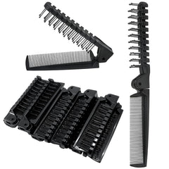 3PCS Travel Foldable Brush, Anti-Static Hair Comb and Double Headed Hairdressing Tool for Men & Women (Black)