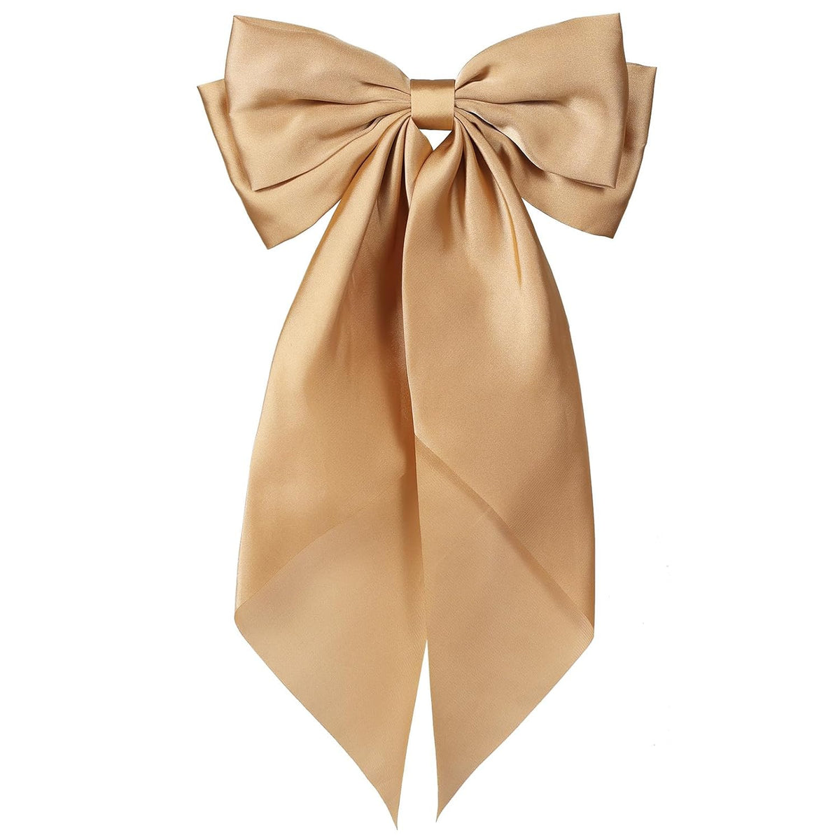 Large Leopard Hair Bow, Silky Satin Bowknot Hair Clip, Oversized Long Tail Hair Ribbon Barrette for Women Girls Ponytail Hair Accessories, Brown