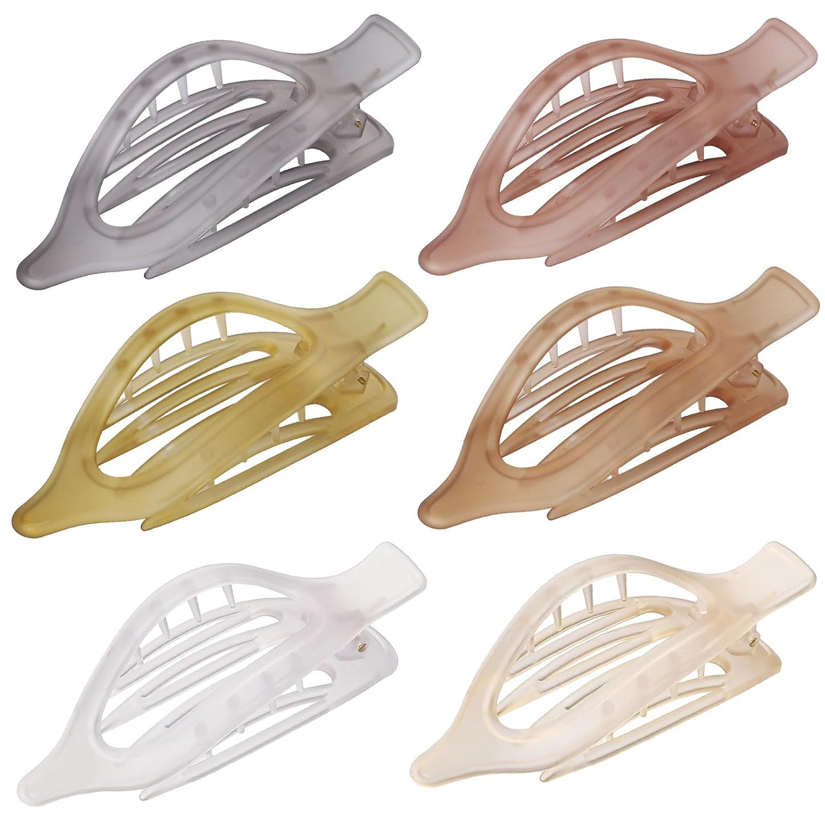 Flat Hair Clip 6 pcs Lay Down Claw Clips Hair Accessories for Women -Brown
