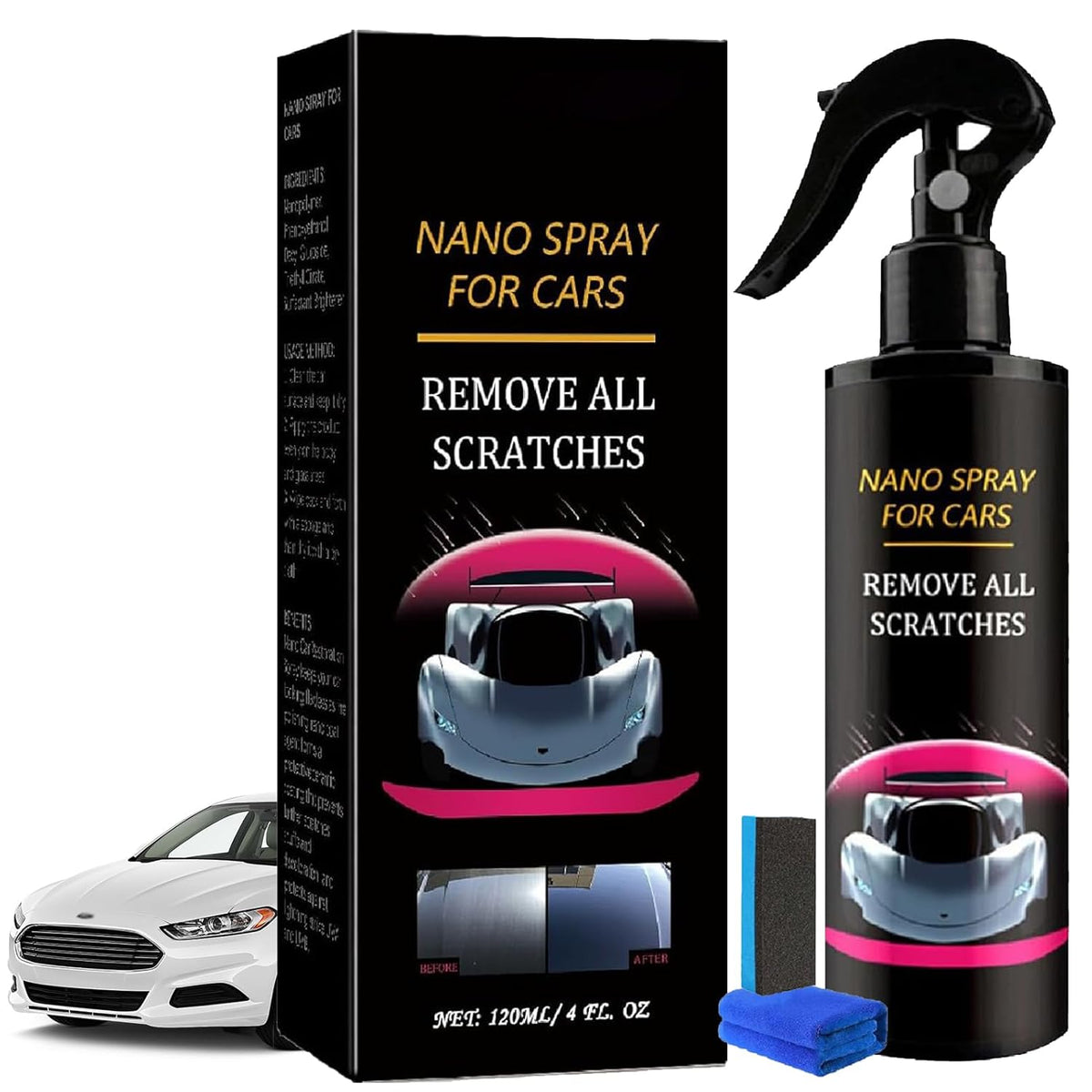 120ml Nano Car Spray, Nano Scratch Remover, 2025 New NanoSpray for Cars, Fast Repair Scratches Repairing Polish Cleaners, Suitable for Surfaces of All Cars (2PCS)