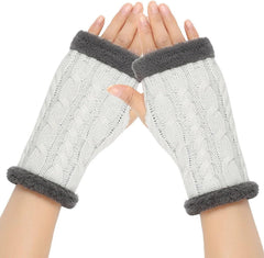 Winter Half Finger Knit Gloves Stretchy Winter Warm Knitted Fingerless Gloves for Women Men Outdoor Warm Gloves