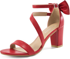 Chunky Heels for Women Wedding: Comfortable Ladies Bow Heel Sandals for Prom Party - Bridal Dressy Walking Shoes